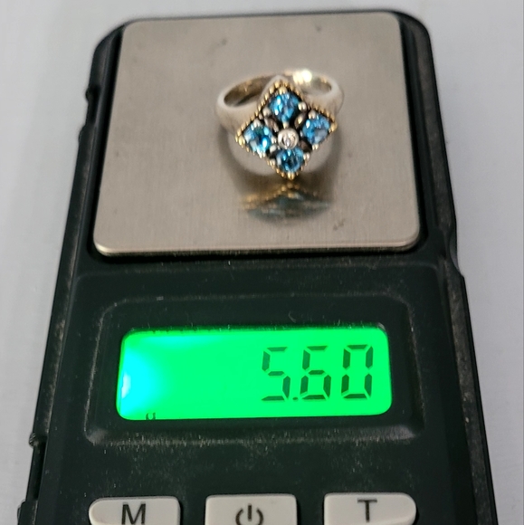 LAGOS Caviar Two-Tone Blue Topaz Diamond Ring 7 - Picture 6 of 6
